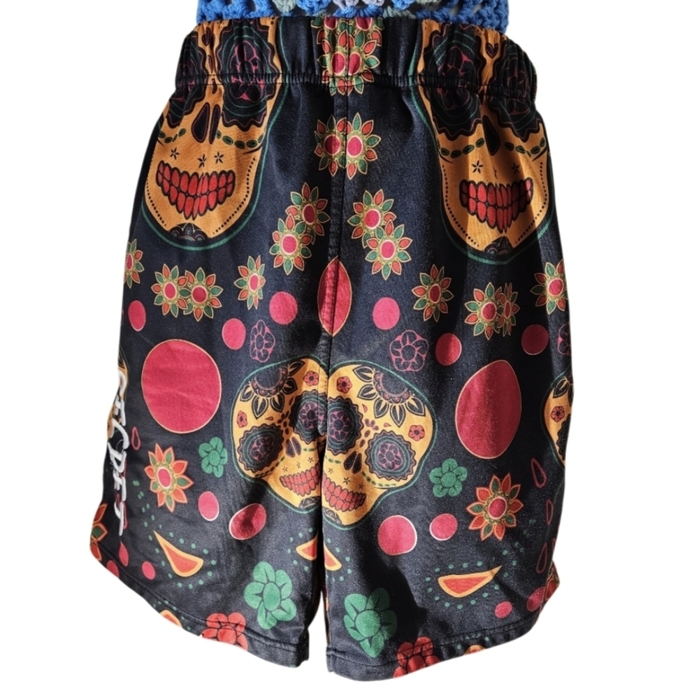 Secret Unisex Sugar Skull Floral Shorts Large Cotton